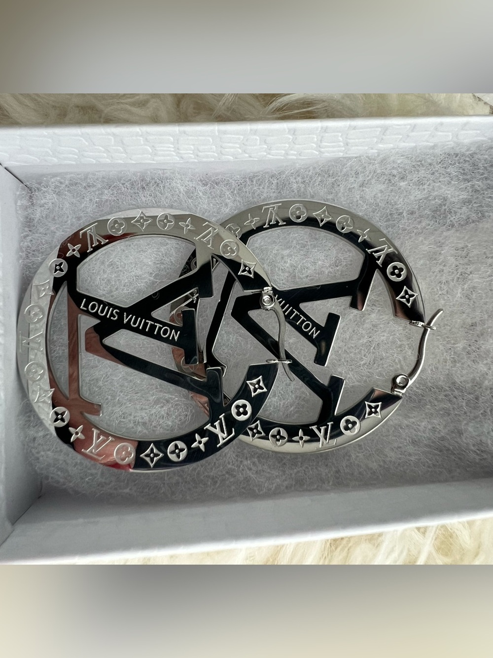 Silver Logo Hoop Earrings